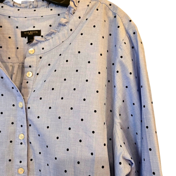 Talbots Cotton Feminine Popover-Dot Top Feminine Cottage Preppy Core Size: XL/P - Picture 7 of 12